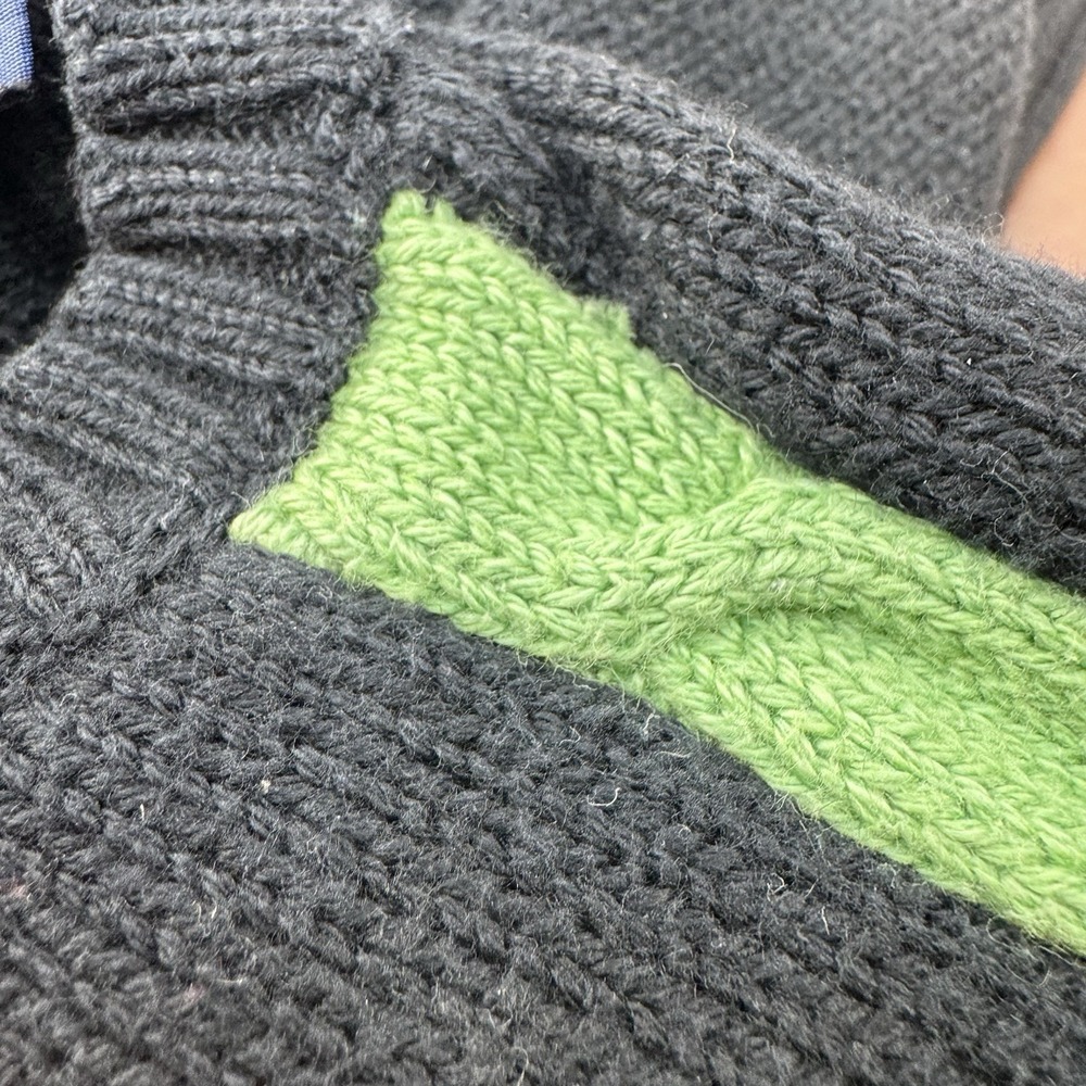 Polo Golf Ralph Lauren Cable Knit Sweater Medium Black Green Preppy Cashmere - Picture 9 of 11